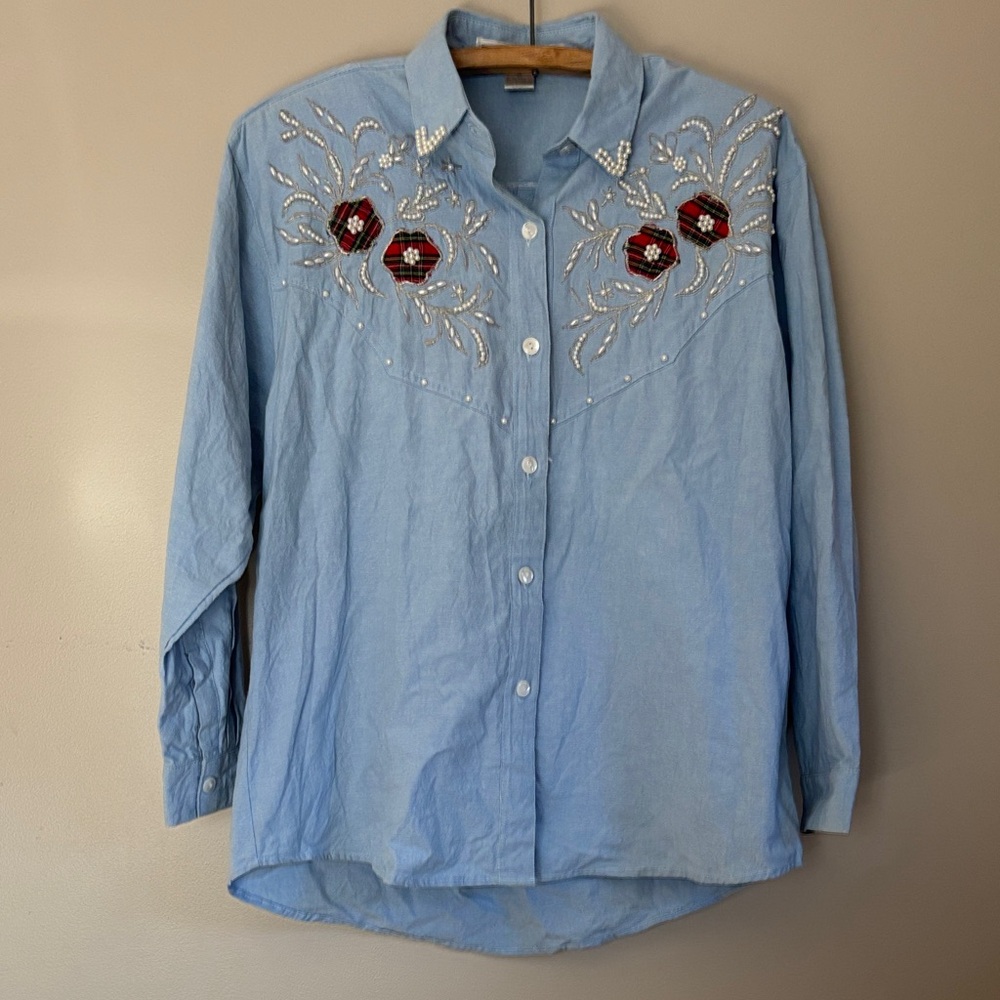 Vintage Jane Ashley bedazzled chambray shirt